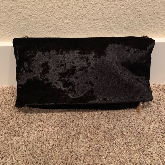 Black velvet fold-over clutch - Picture 1 of 2